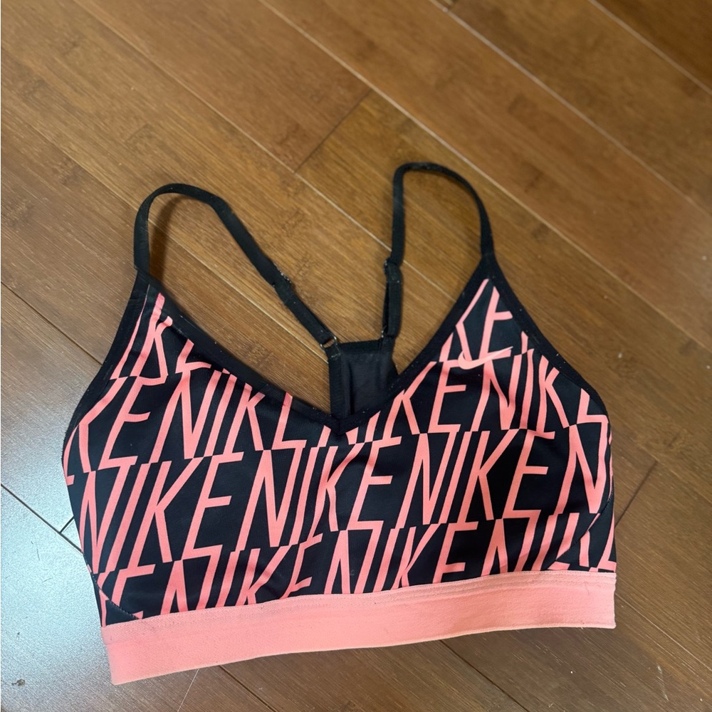 Nike Women's Black and Coral Sports Bra